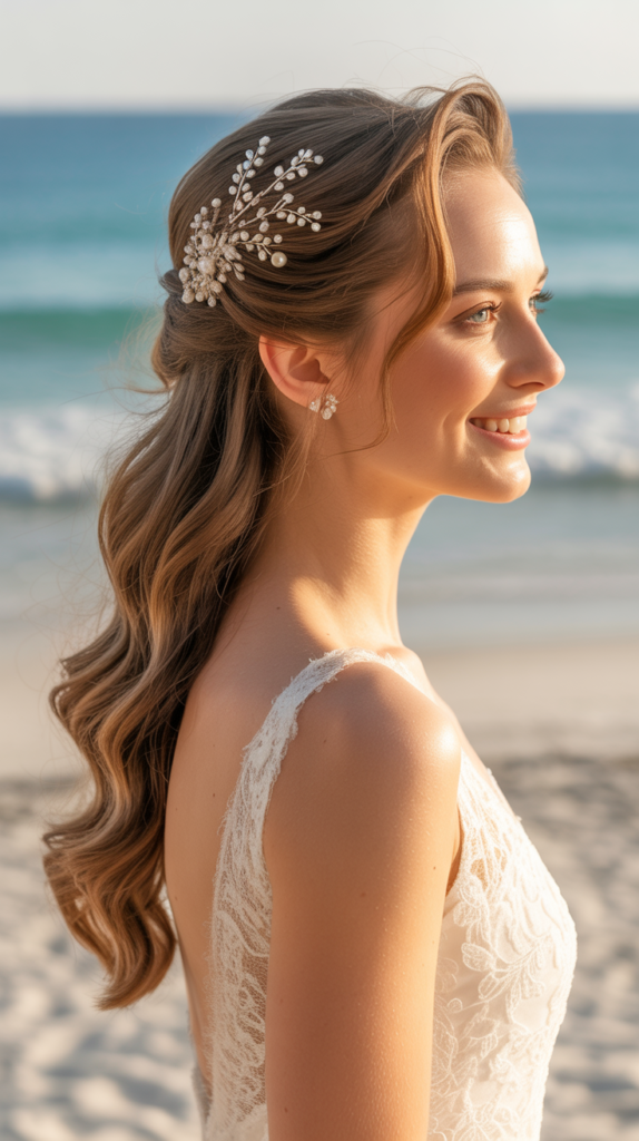 Pinned Back Waves With Hair Jewelry