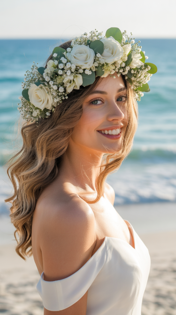 Floral Crown With Flowing Hair
