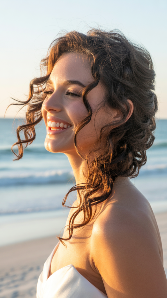 Romantic Side Swept Curls