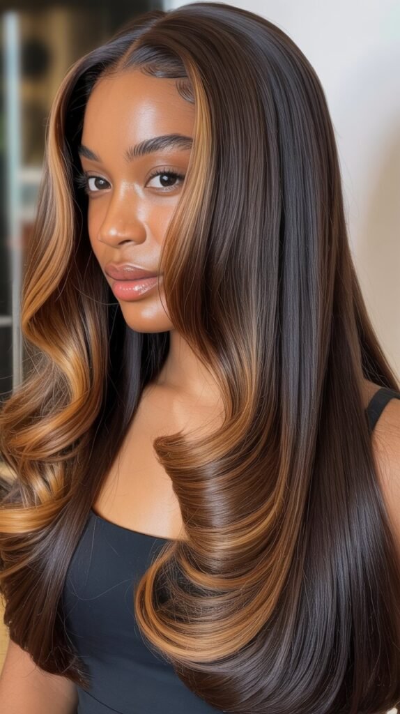 Straight Hair with Face-Framing Highlights