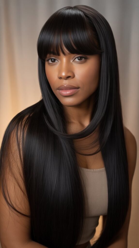 Straight Hair with Curtain Bangs