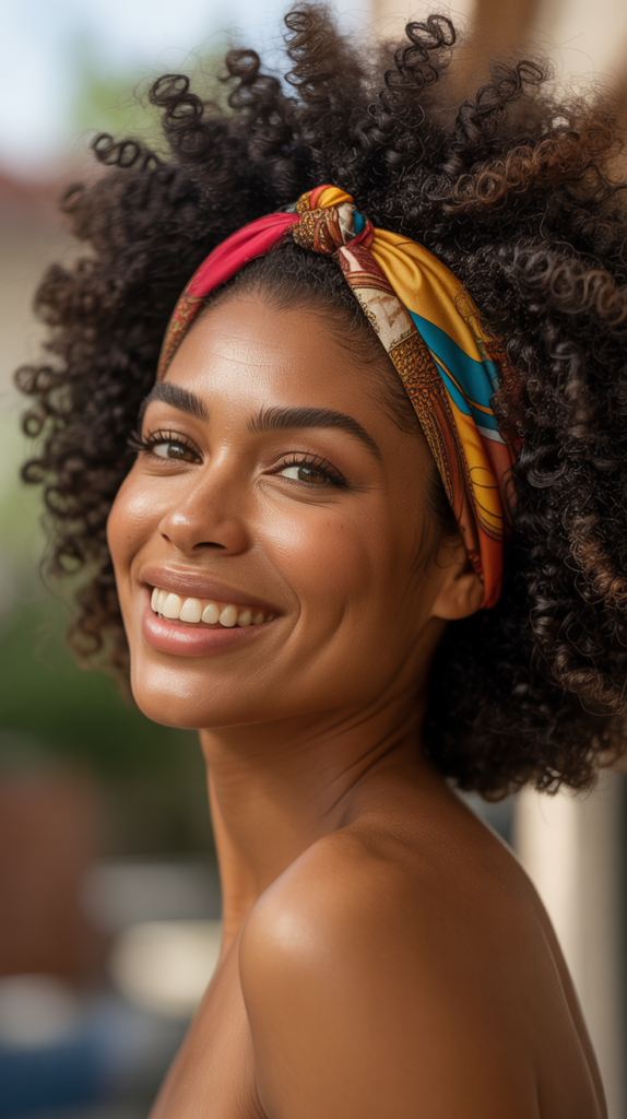 Natural Afro with Headscarf