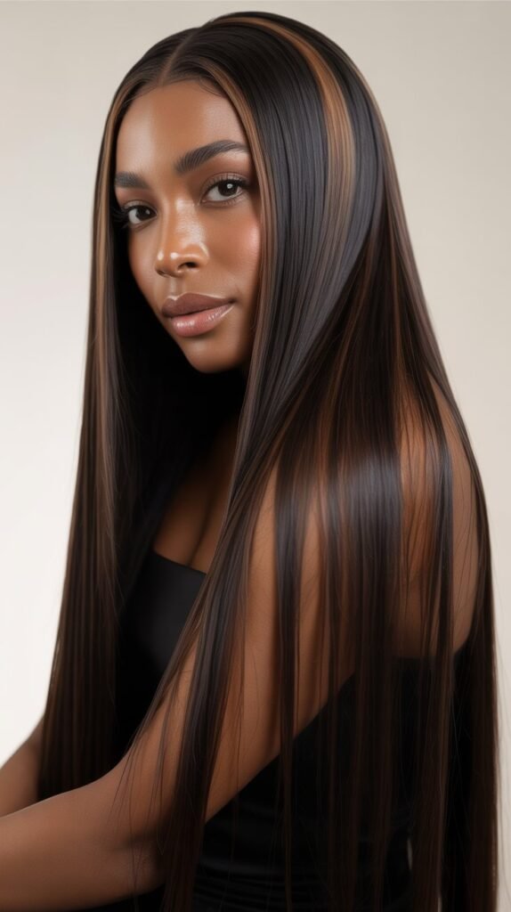 Straight Hair with Lowlights