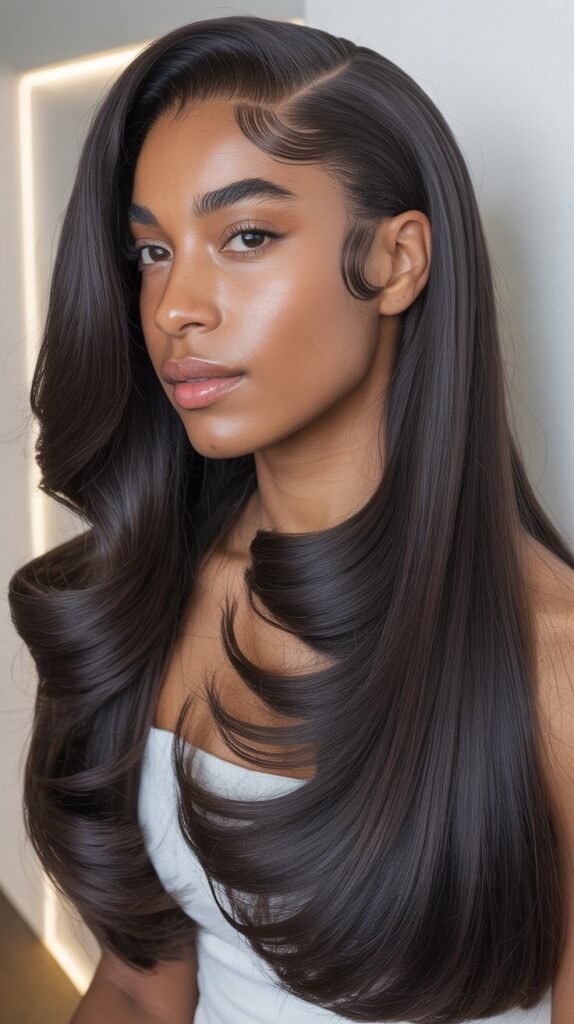 Side Part Straight Hair with Volume