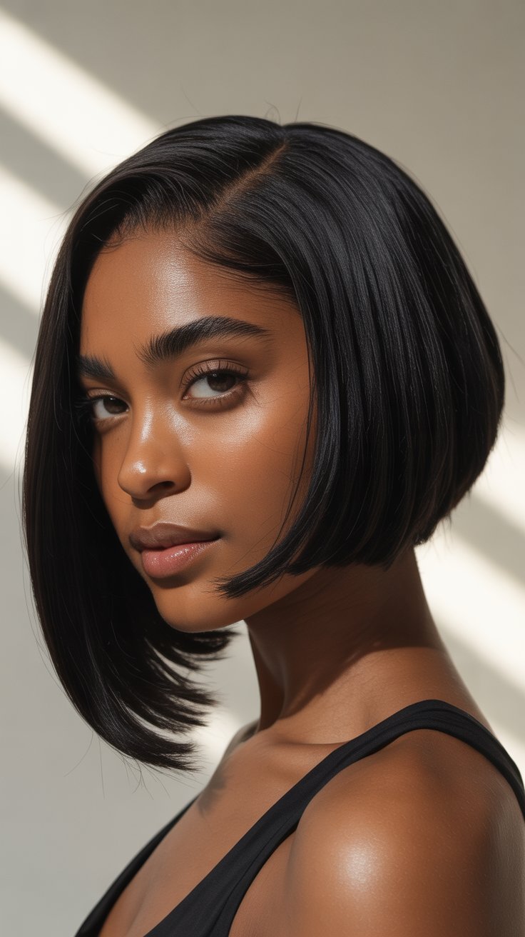 Asymmetrical Bob with Side Part