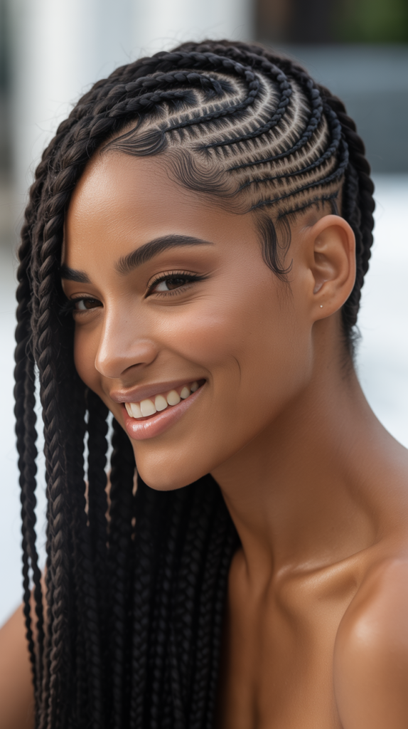 Side-Swept Braids with Undercut Design