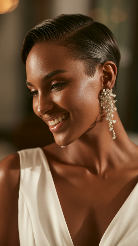 Sleek Pixie with Statement Earrings