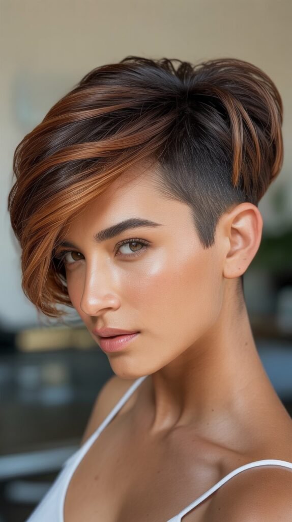 Undercut Pixie with Caramel Top Layer