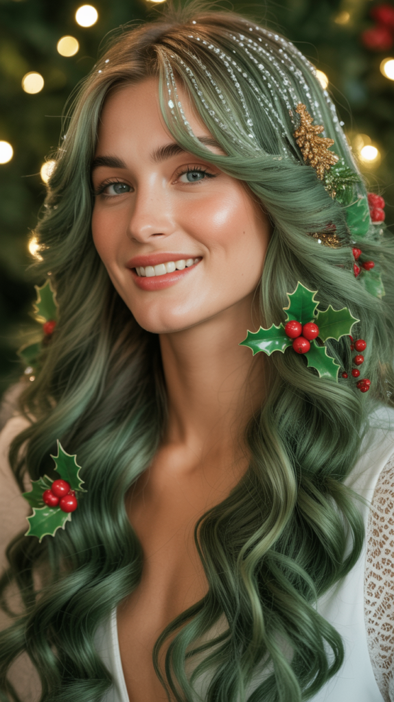 Holly Berry Hair Clips Cascade