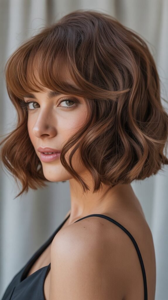 Wavy Bob with Long Fringe