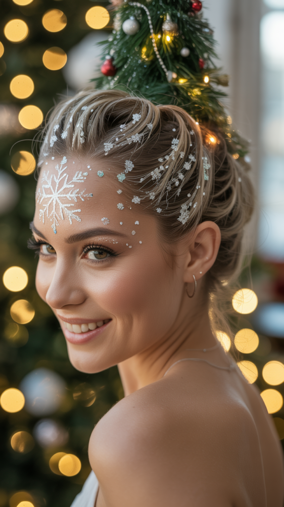 Snowflake-Painted Scalp Art