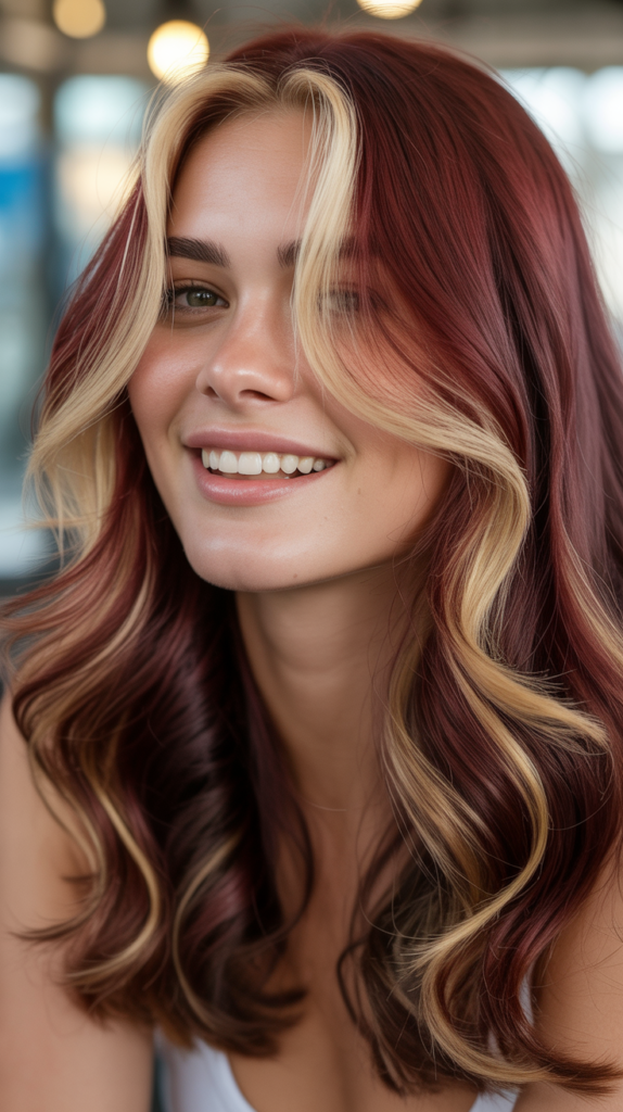 Burgundy with Blonde Highlights