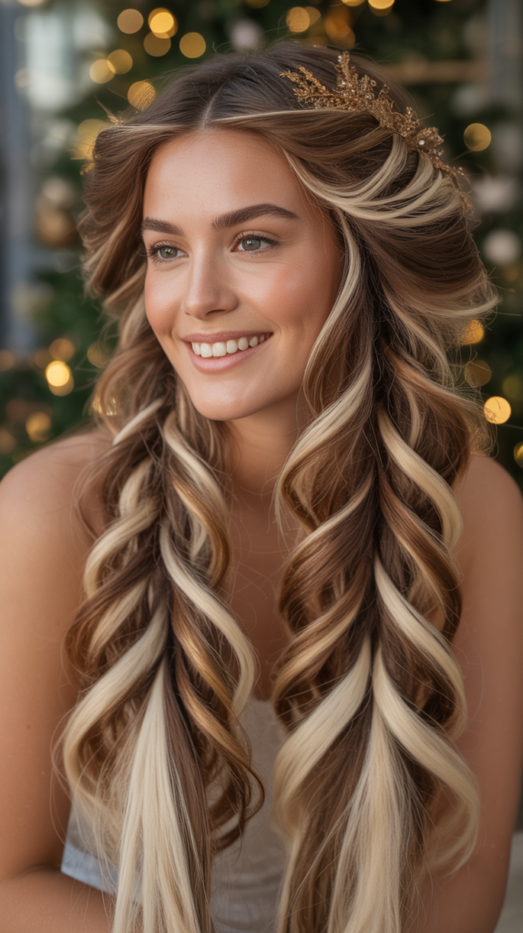 Gingerbread-Inspired Brown and White Highlights