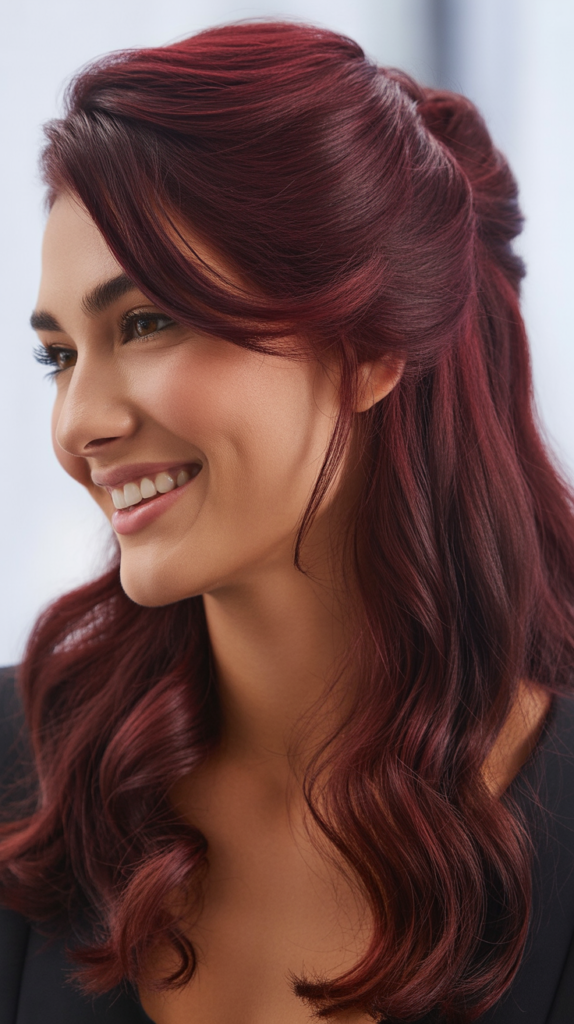 Burgundy Half-Up Half-Down