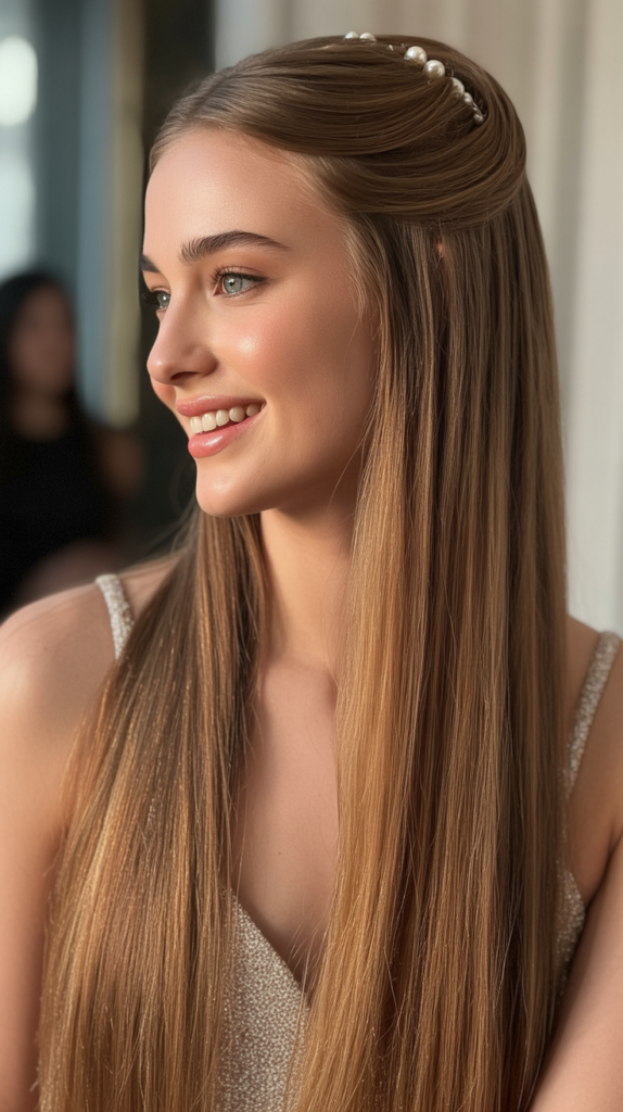 Half-Up, Half-Down Straight Style