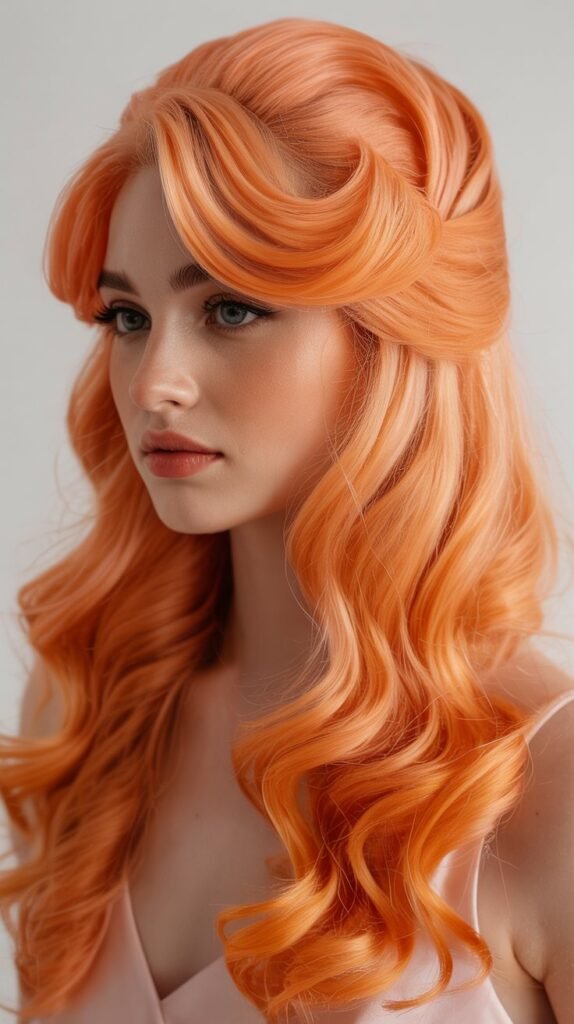 Coral Orange Deep Wave Half-Crown