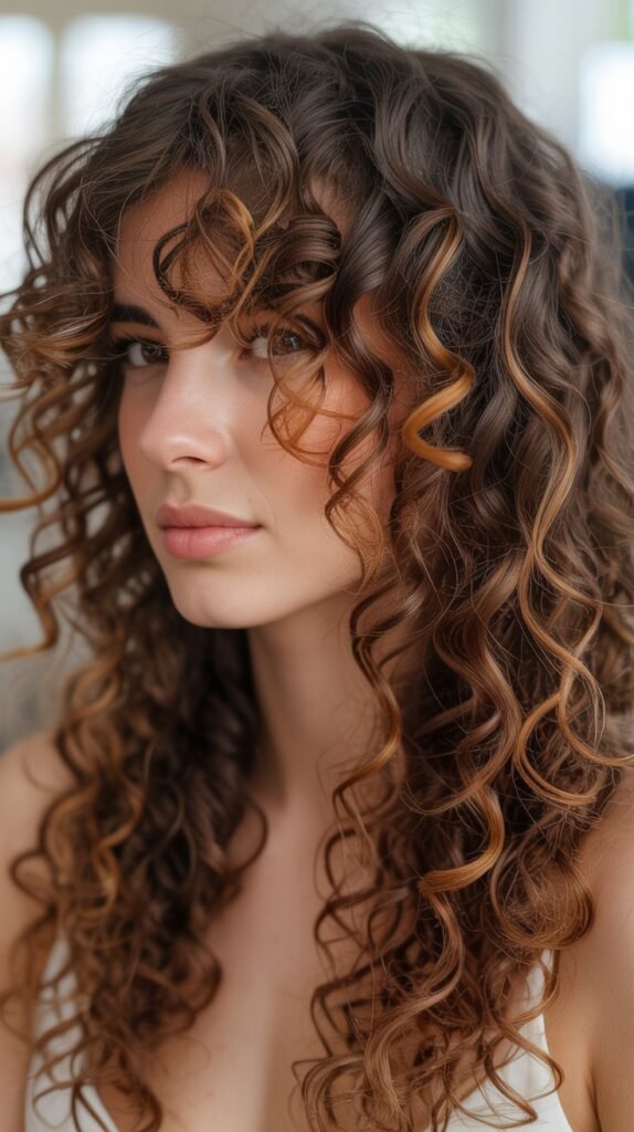 Caramel Highlights with Dark Brown Roots