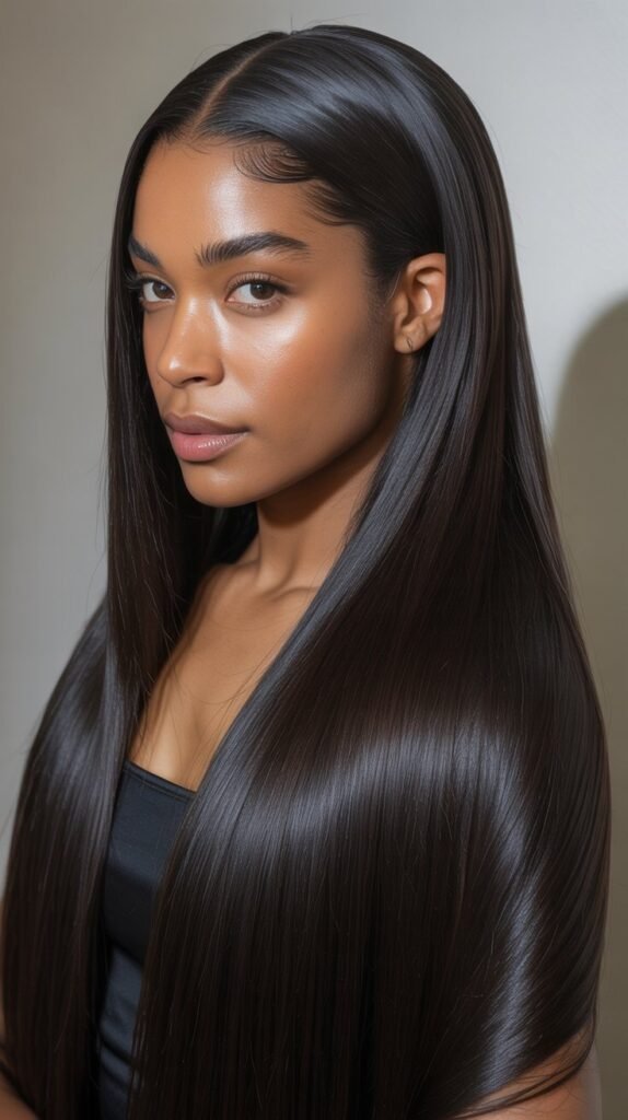 Classic Middle Part with Bone Straight Hair