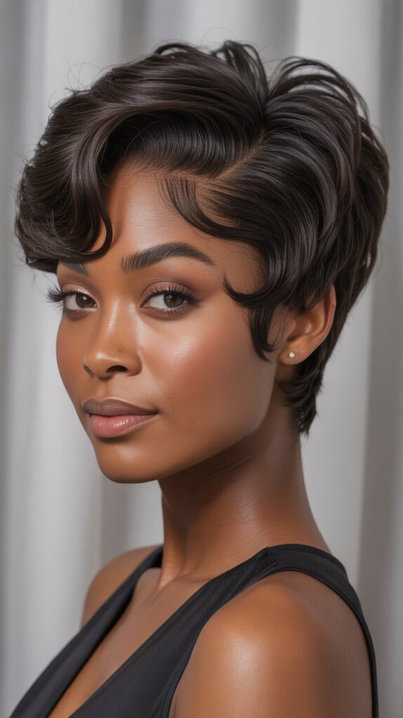  Textured Pixie with Side Part