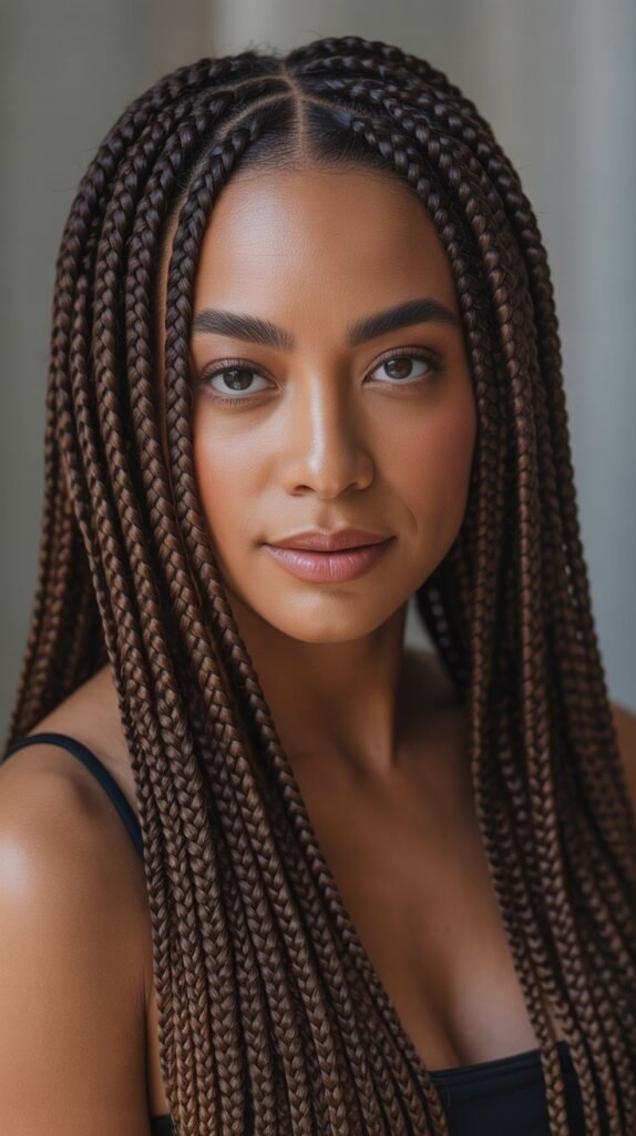 Box Braids with Middle Part