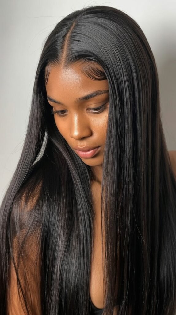 Straight Hair with Zigzag Part