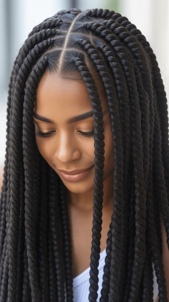 Senegalese Twists with Middle Part