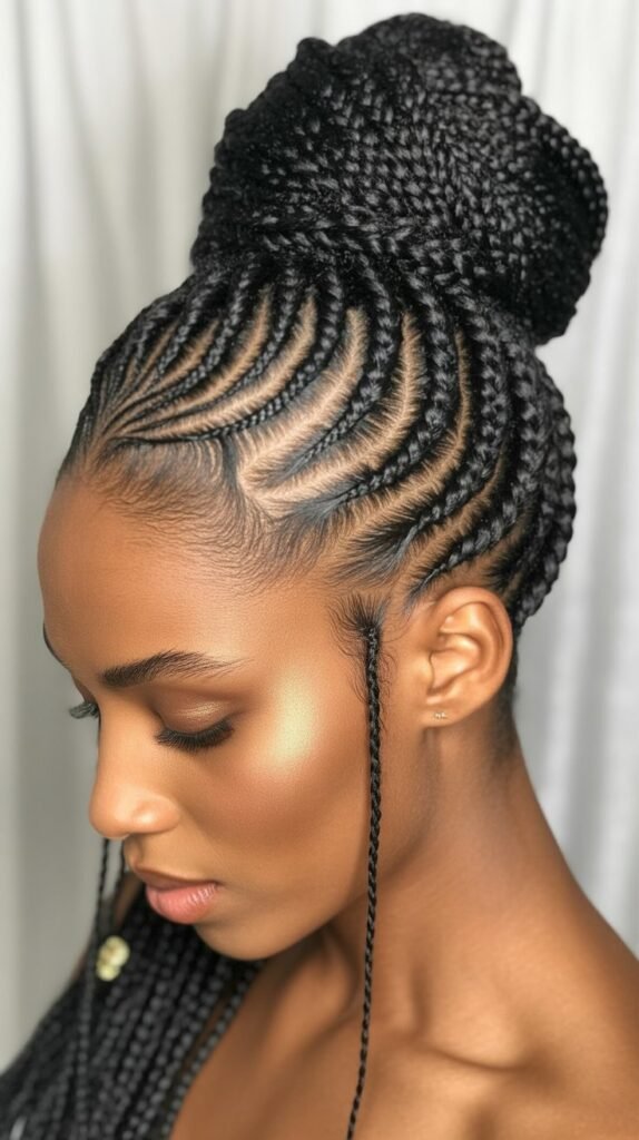  Side Part Cornrow Updo
