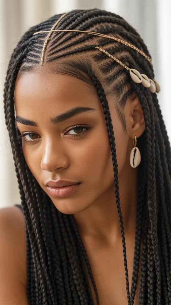 Fulani Braids with Middle Part