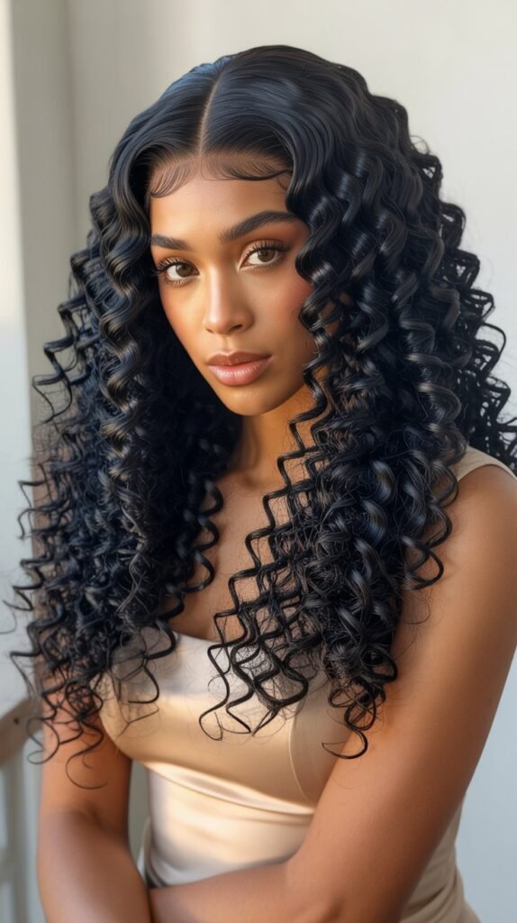 Spiral Curls with Middle Part
