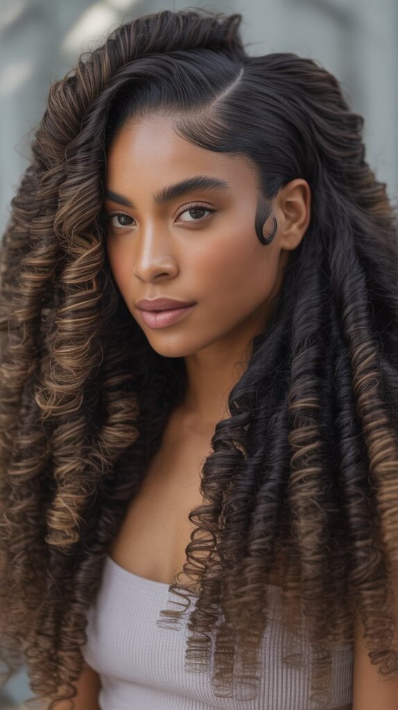 Crimped Hair with Middle Part