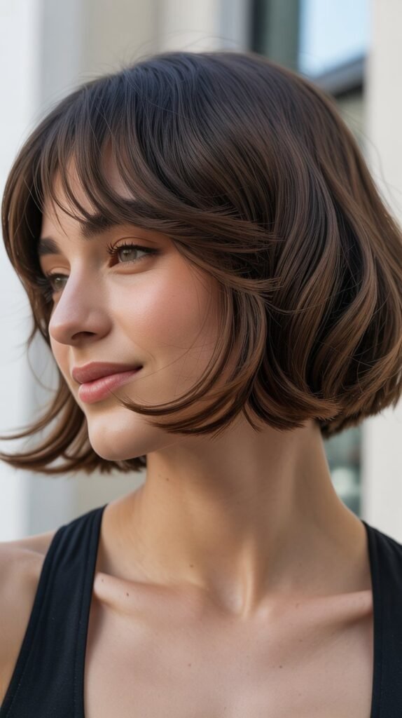 Natural Texture Bob with Air-Dried Curtain Bangs