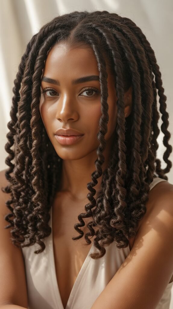 Goddess Locs with Middle Part