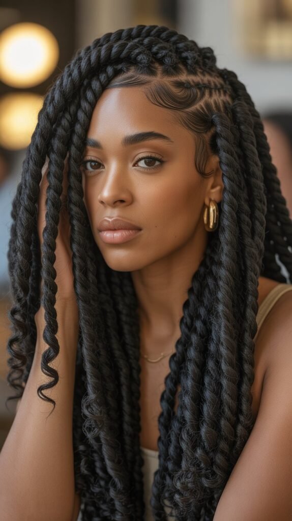  Side Part Marley Twists