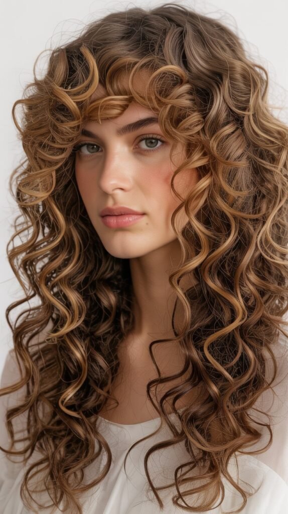 Layered Curls with Face-Framing Highlights