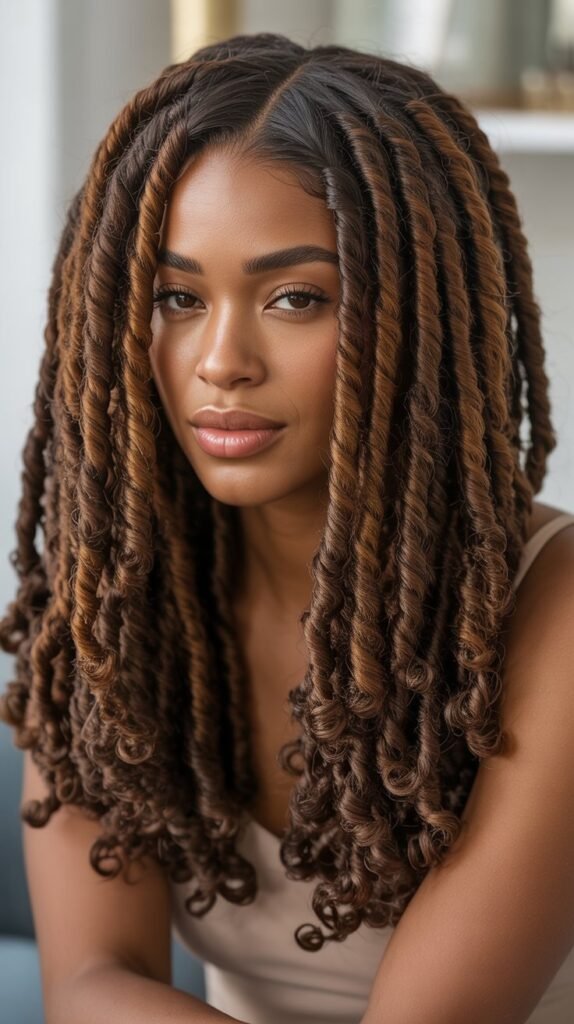 Faux Locs with Middle Part
