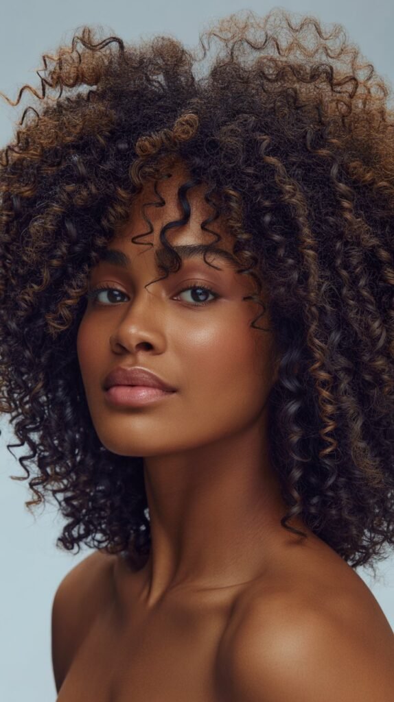Natural Afro with Side Part