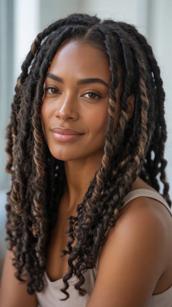 Butterfly Locs with Middle Part