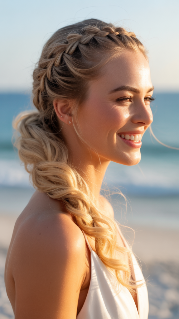 Textured Top Braid Into Ponytail