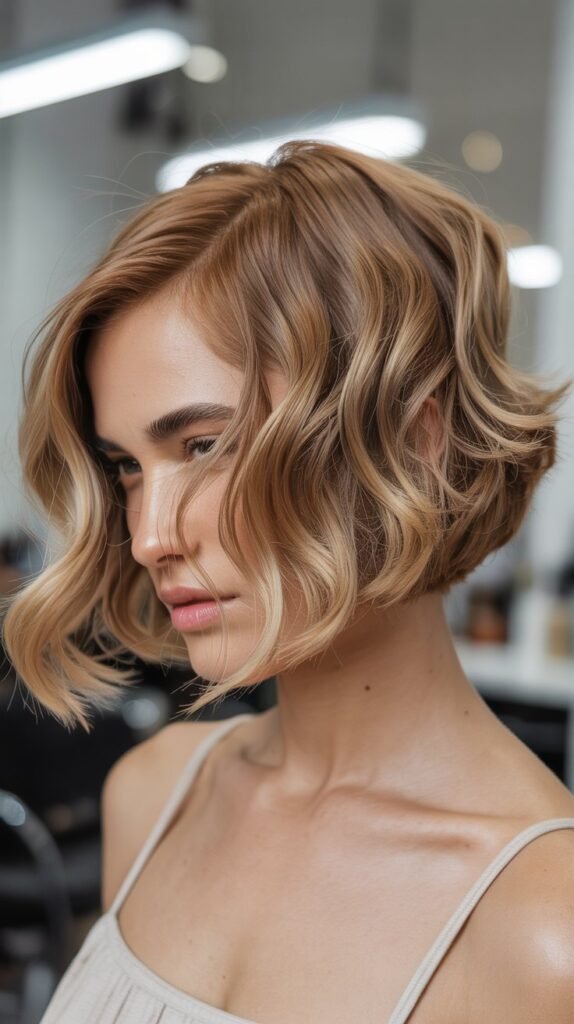 Wavy Angled Bob