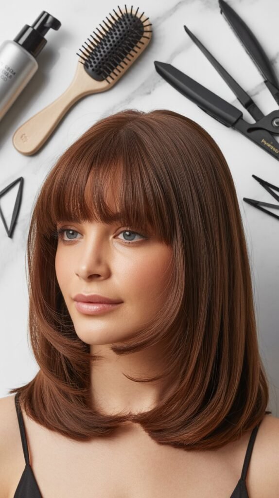 Essential Styling Tools for Long Bob with Curtain Bangs