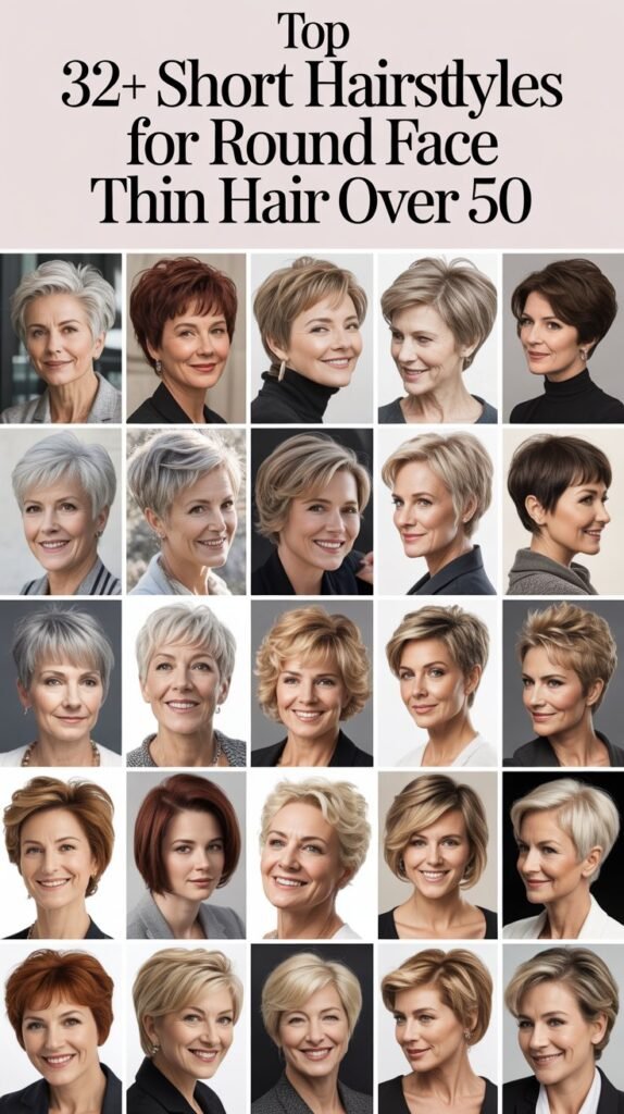 Top 32+ Short Hairstyles for Round Face Thin Hair Over 50 Top 32+ Short Hairstyles for Round Face Thin Hair Over 50