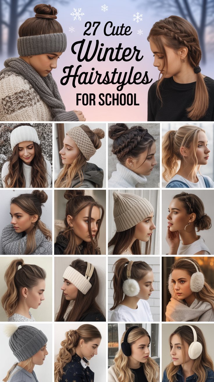 27 Cute Winter Hairstyles for School