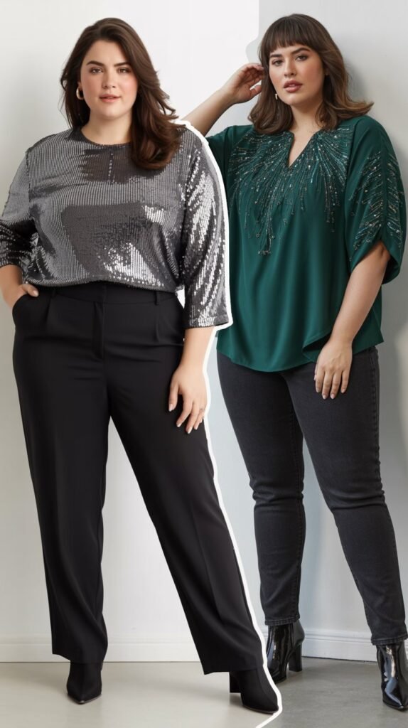 Sequin or Embellished Top with Simple Bottoms