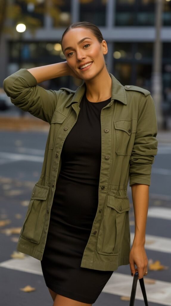 Utility Jacket with Bodycon Dress