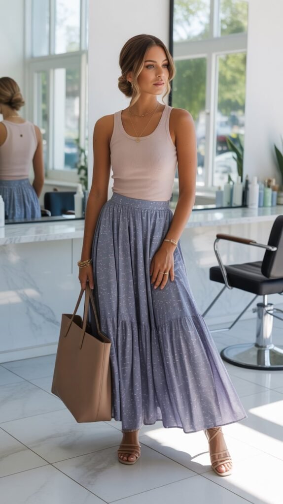 Maxi Skirt with Fitted Tank Top