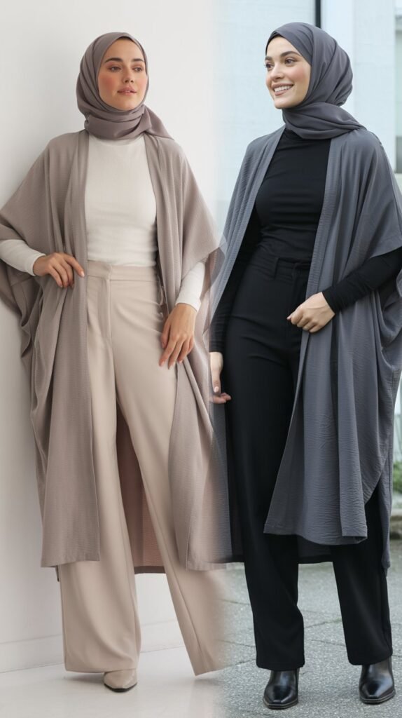 Duster Cardigan Over Monochromatic Outfit