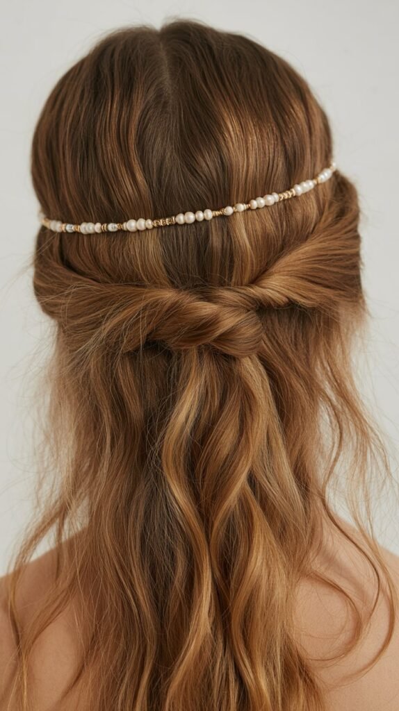 Twisted Half-Up Style with Beaded Headband