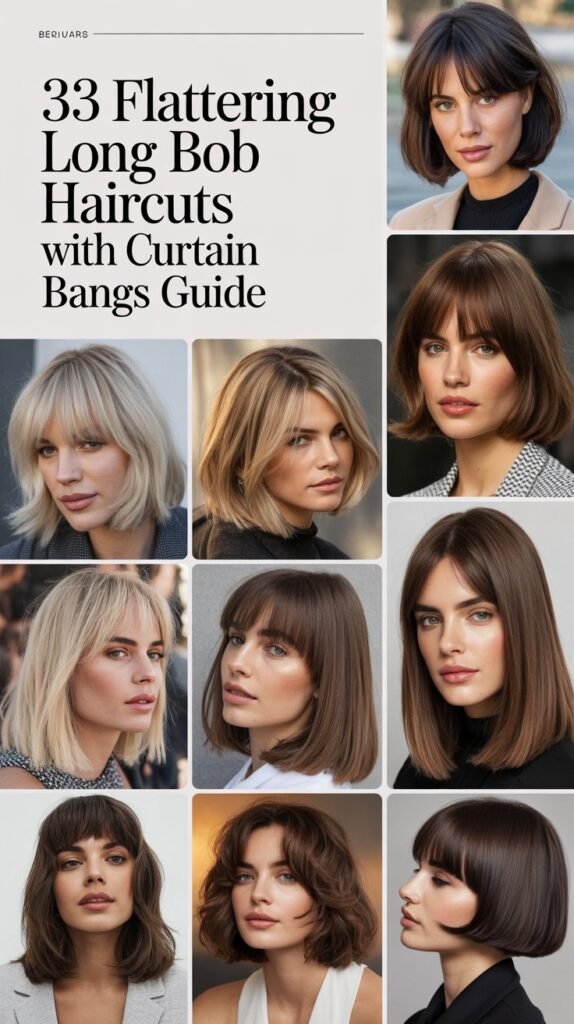 33 Flattering Long Bob Haircuts with Curtain Bangs Guide