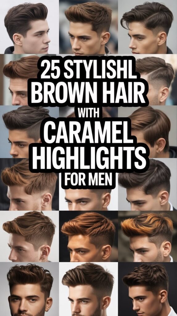 25 Stylish Brown Hair with Caramel Highlights for Men