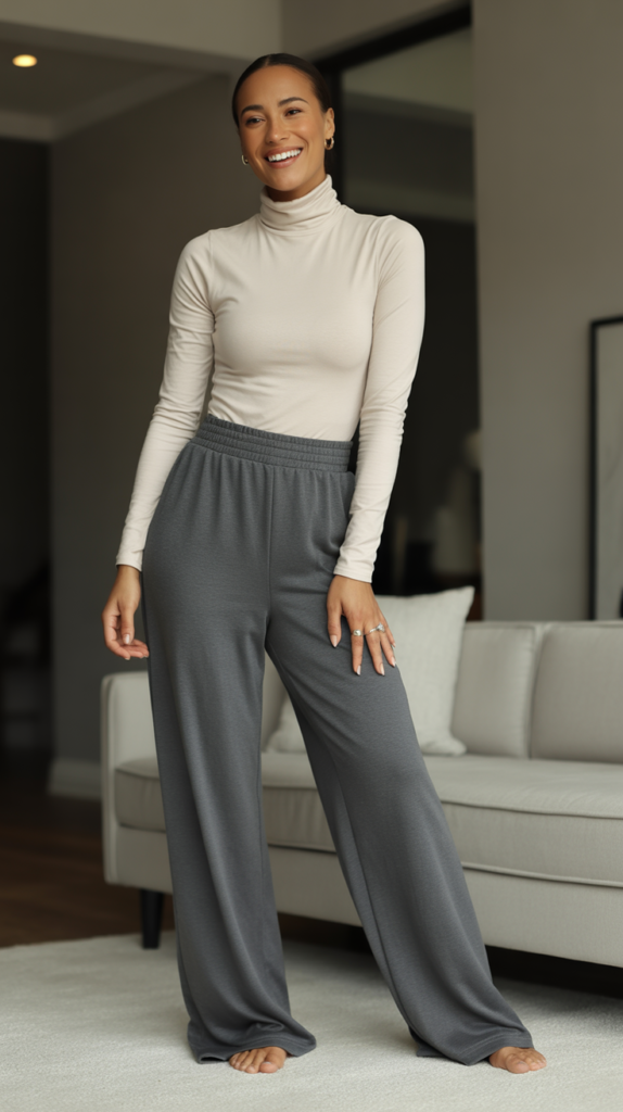 Turtleneck Bodysuit with Wide-Leg Joggers